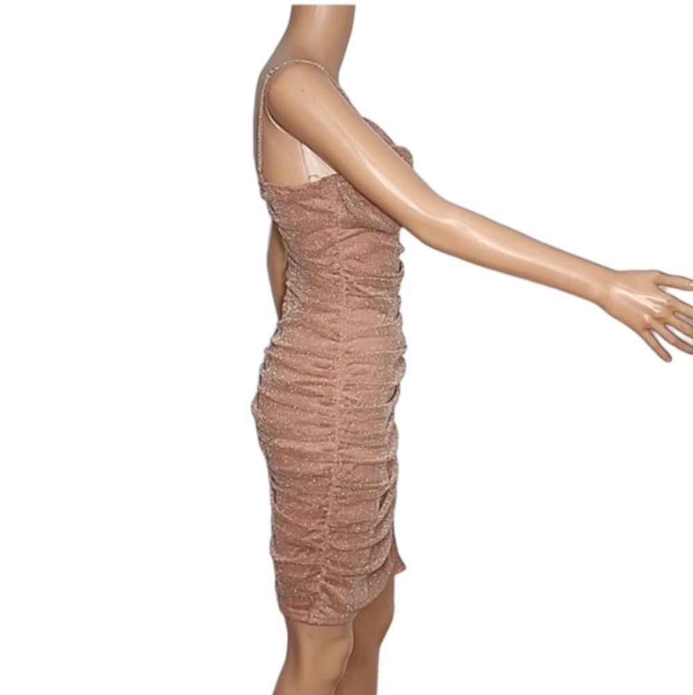 Privy Metallic Ruched Mesh Body-con Midi side slit Dress Women’s Size Medium - Picture 7 of 12